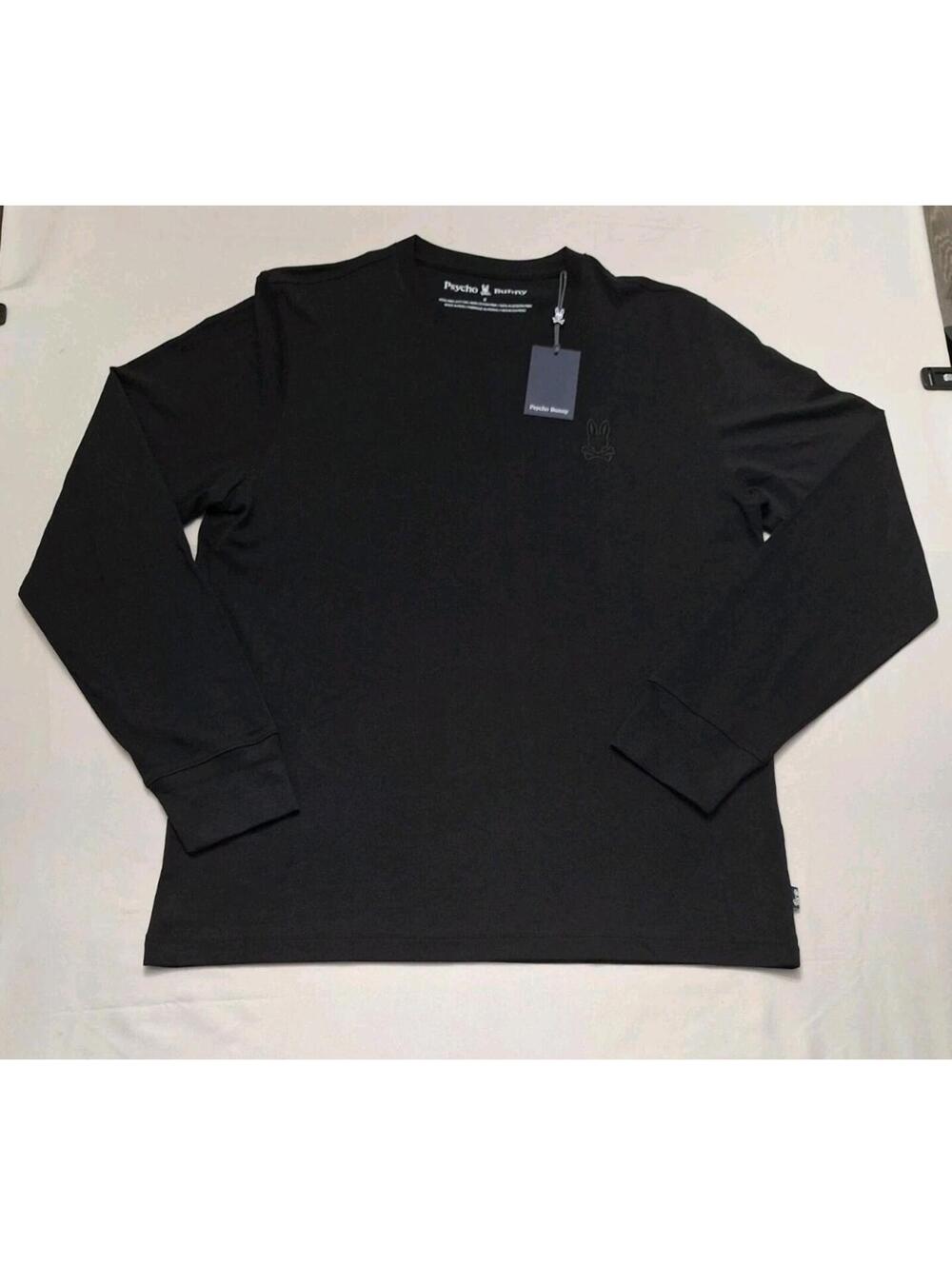 NWT Psycho Bunny mens alberton long sleeve tee in Black size 6/L